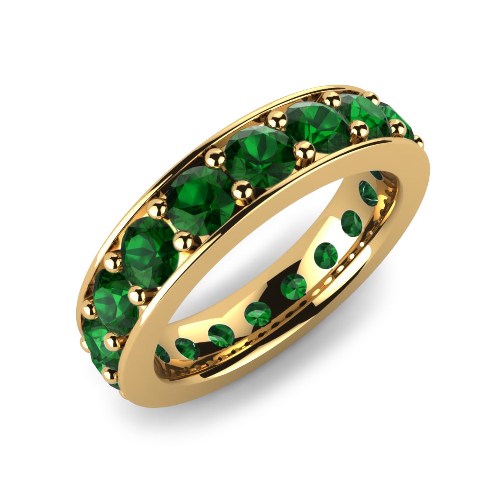 Or Jaune 14k Zircone Vert Bague Sonia