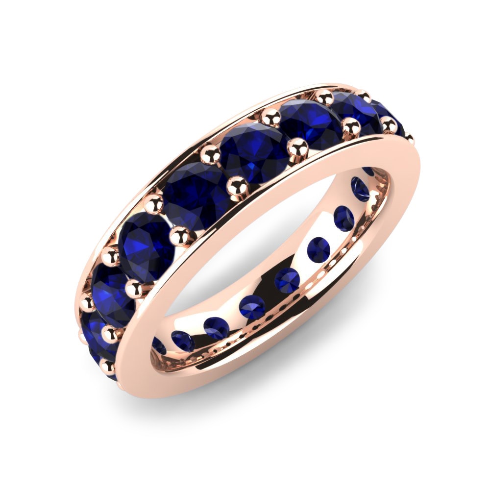 Or rose 14k Zircone Bleu Foncé Bague Sonia