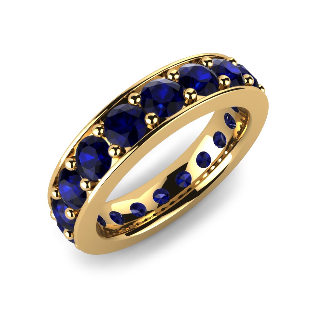 Or Jaune 14k Zircone Bleu Foncé Bague Sonia