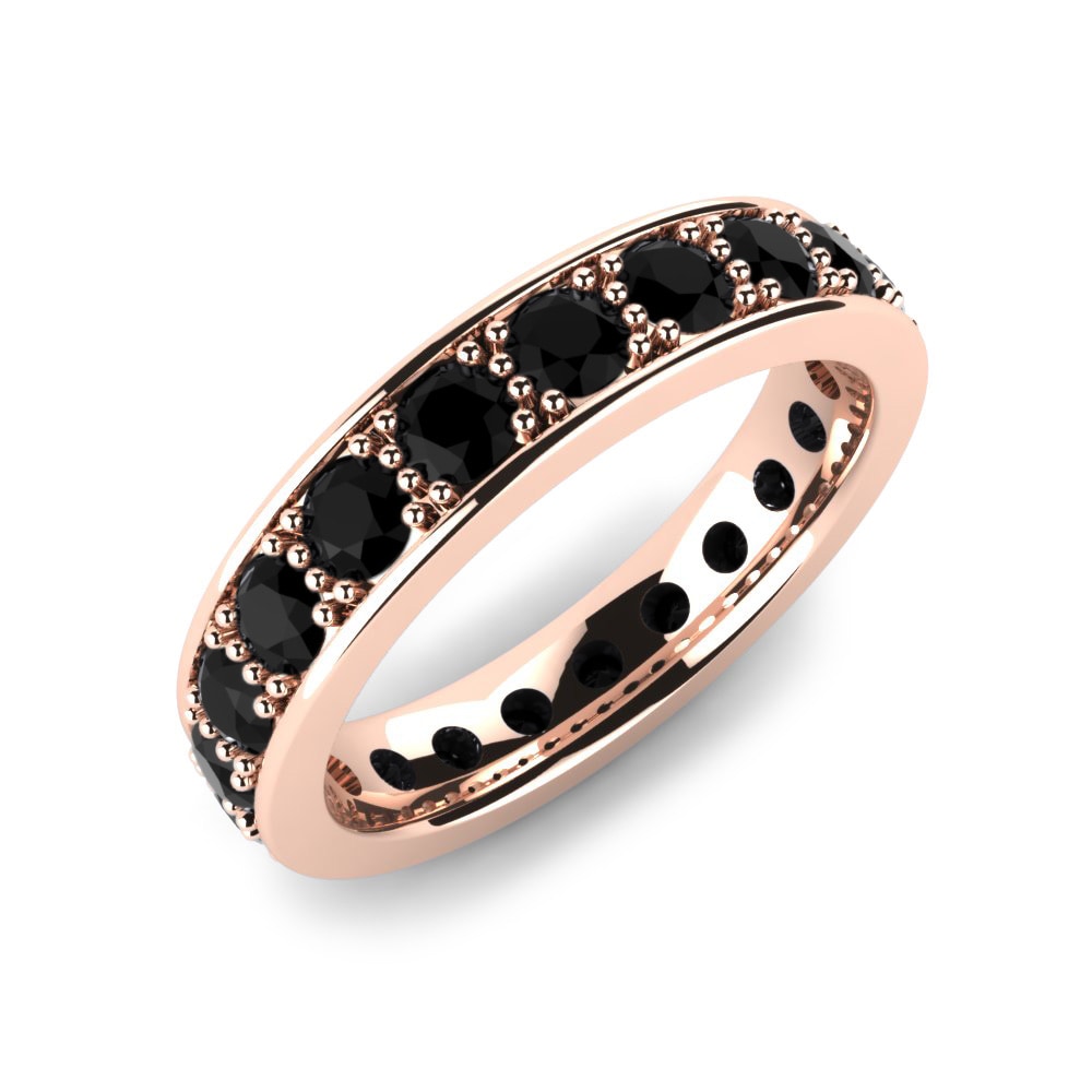 Or rose 14k Diamant Noir Bague Mandy