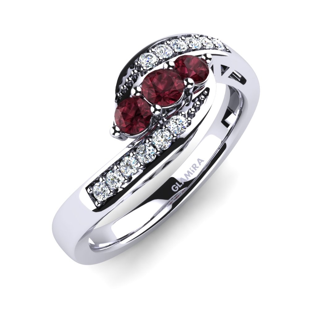 14k White Gold Garnet Ring Edda