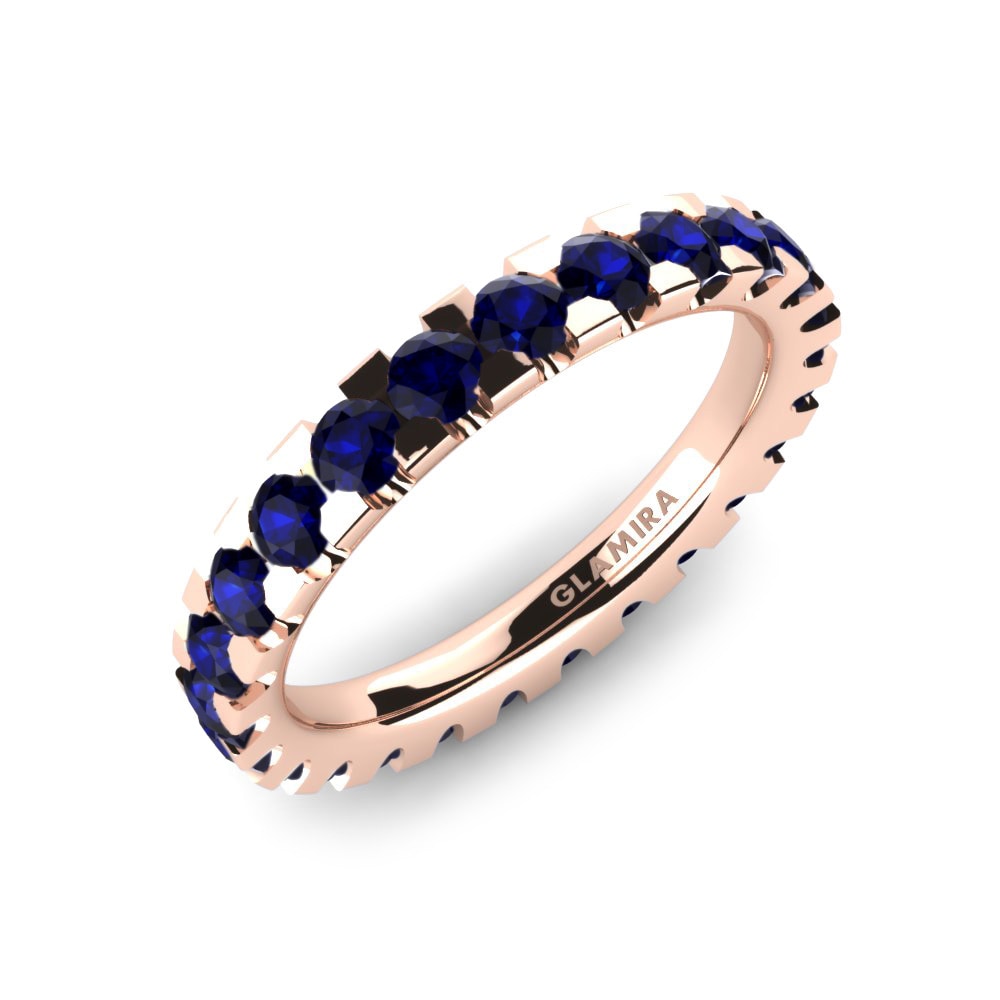 Or rose 14k Zircone Bleu Foncé Bague Josie