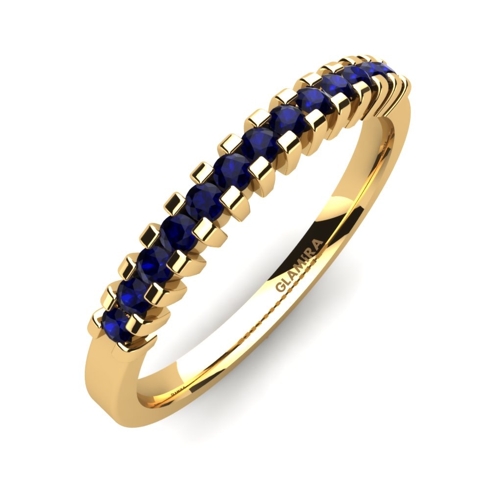 Or Jaune 14k Zircone Bleu Foncé Bague Edrie