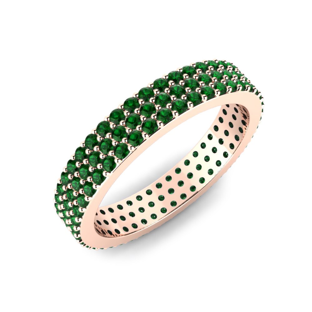 Or rose 14k Zircone Vert Bague Heather