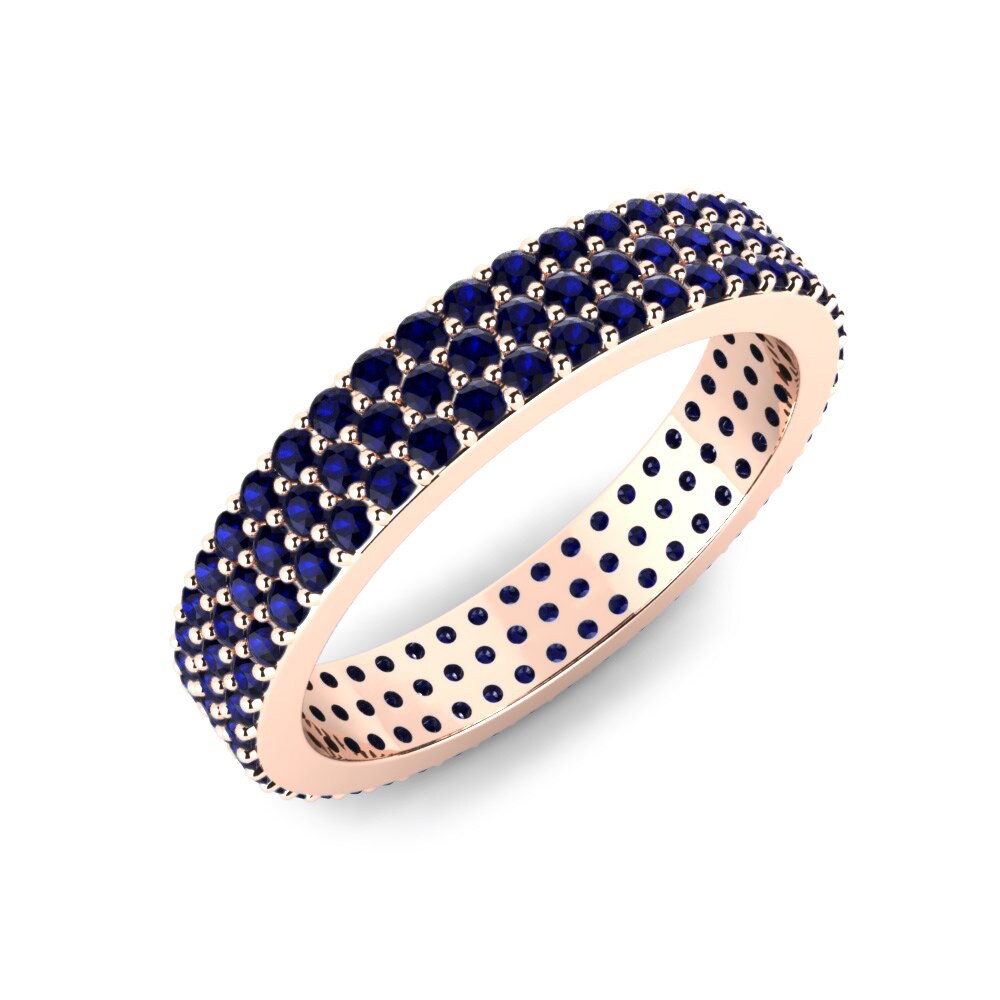 Or rose 14k Zircone Bleu Foncé Bague Heather