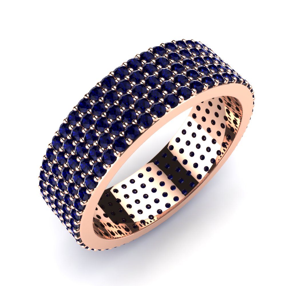 Or rose 14k Zircone Bleu Foncé Bague Sofi