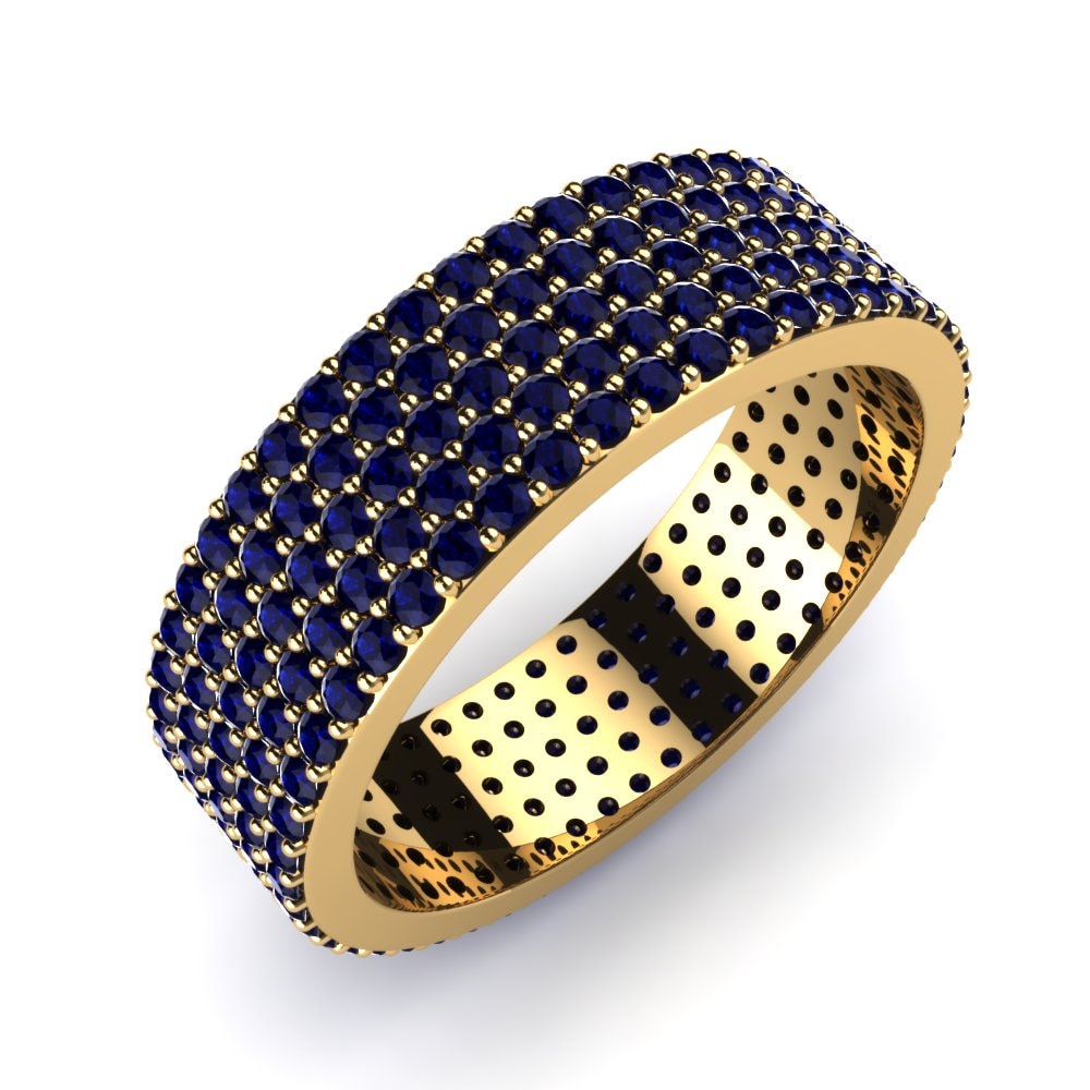 Or Jaune 14k Zircone Bleu Foncé Bague Sofi