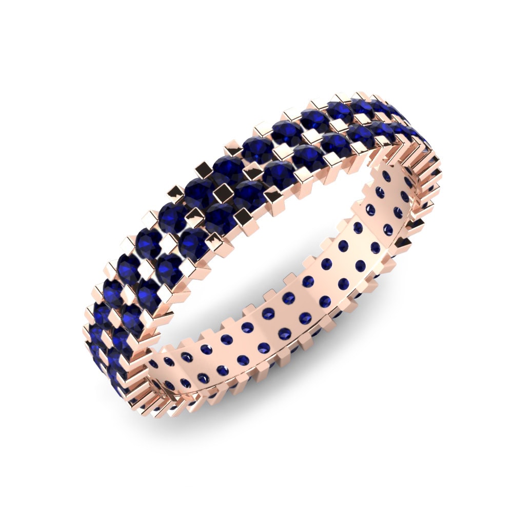 Or rose 14k Zircone Bleu Foncé Bague Serena