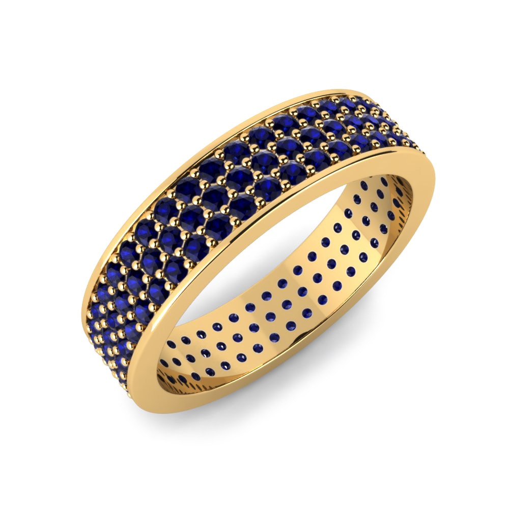 Or Jaune 14k Zircone Bleu Foncé Bague Graciela
