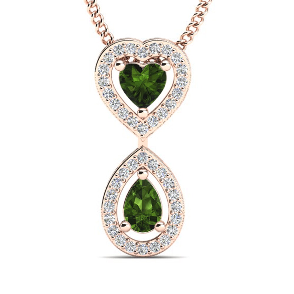 14ct Rose Gold Green Tourmaline Women's Pendant Adorlie