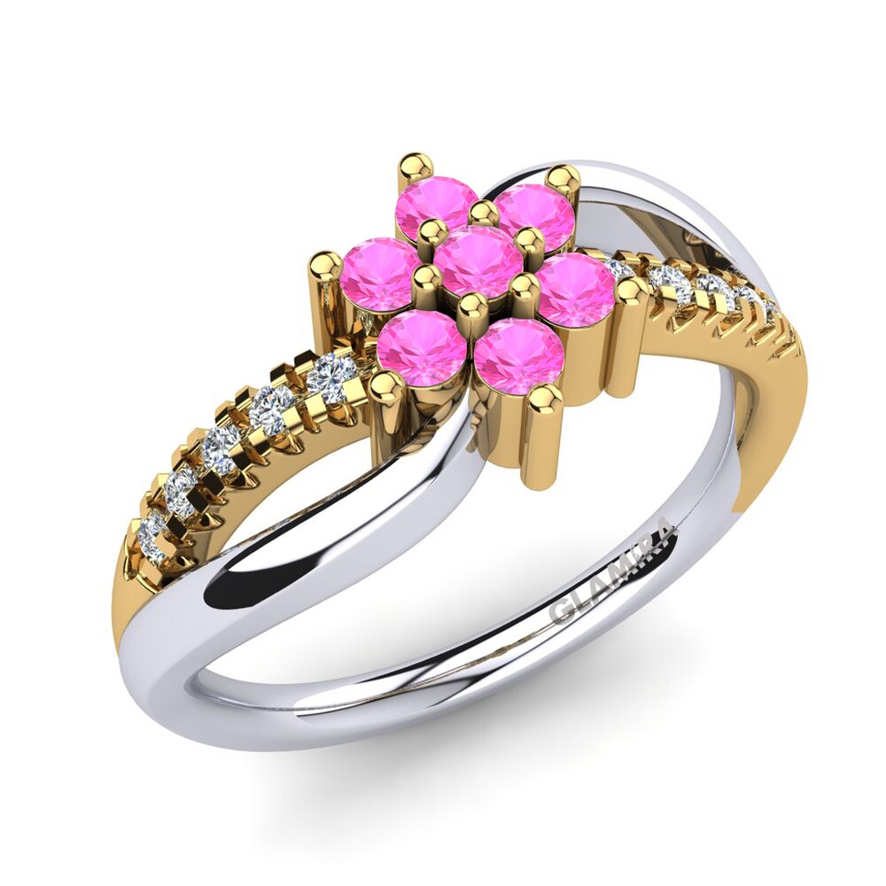 9ct Yellow & White Gold Pink Tourmaline Ring Abagale