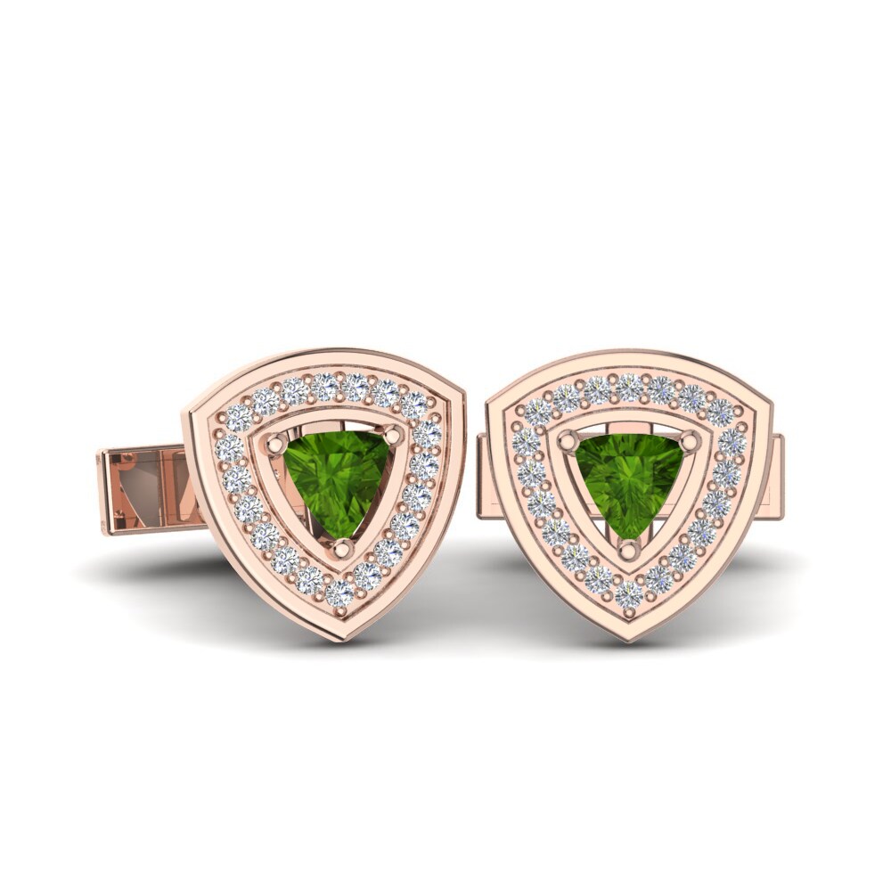 14ct Rose Gold Peridot Cufflink Abderus