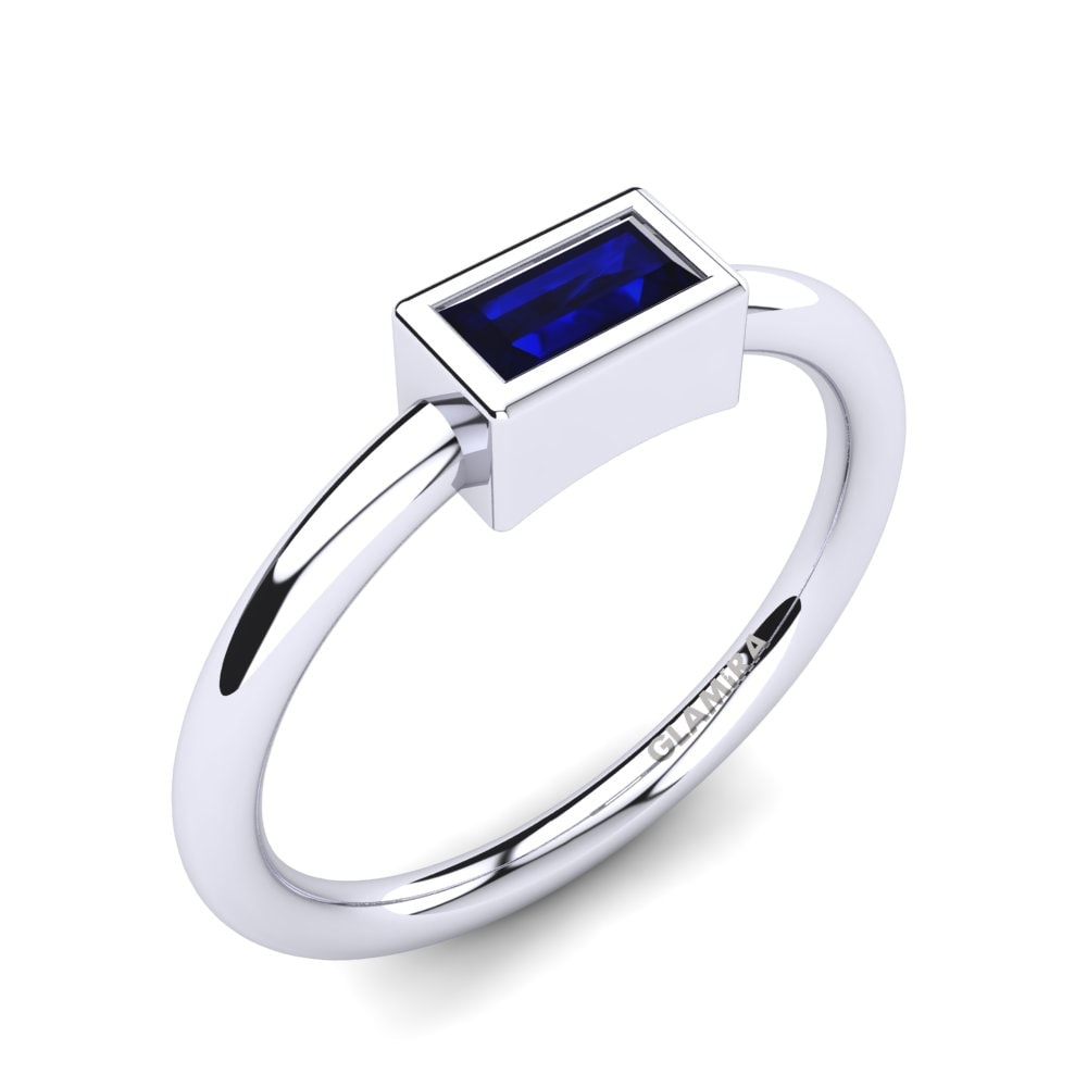 950 Palladium Dark Blue Zirconia Knuckle Ring Abeil