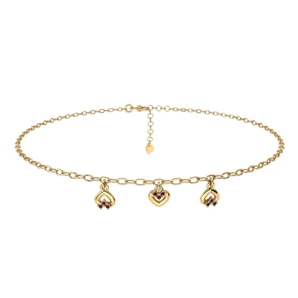 14ct Yellow Gold Garnet Women's Anklet Abelina