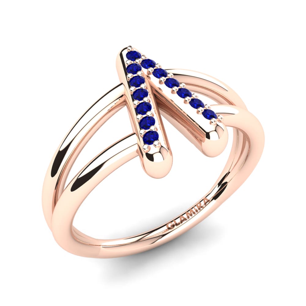 14k Oro Rosa Circonita Azul Oscuro Anillo Accalia