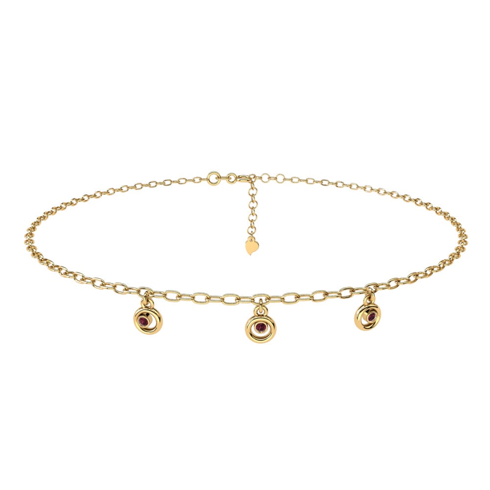 14ct Yellow Gold Garnet Women's Anklet Acquanetta