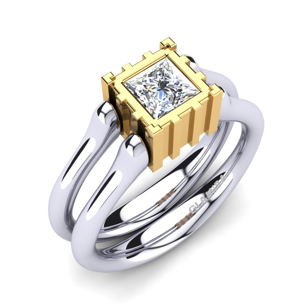 18k Oro Blanco & Amarillo Anillo Adalicia