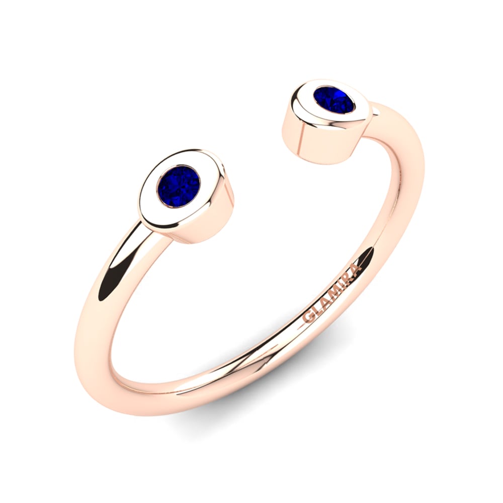 14k Oro Rosa Circonita Azul Oscuro Anillo Adelisa