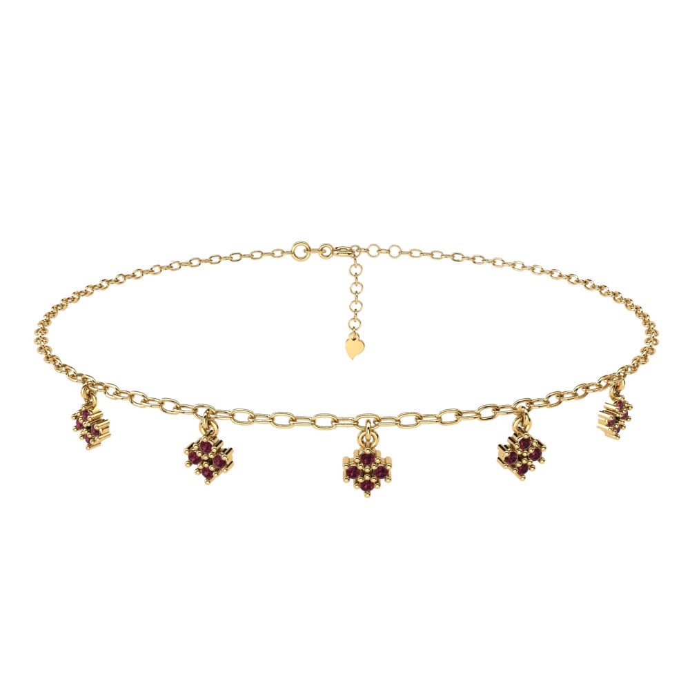 14ct Yellow Gold Garnet Women's Anklet Adestria