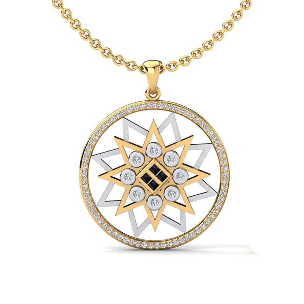 9k Oro Amarillo & Blanco Diamante Negro Colgante de Mujer Aferdita