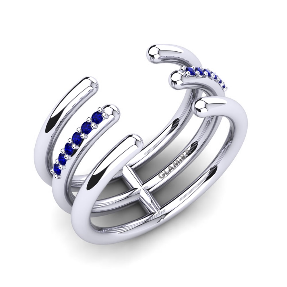 950 Palladium Sapphire Knuckle Ring Agafia