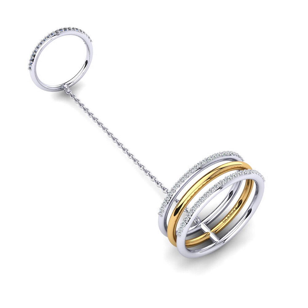 Or Blanc & Jaune 585 Diamant Bague de Phalange Agethie