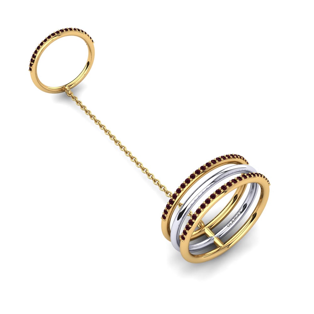 18k Oro Amarillo & Blanco Granate Anillo Agethie