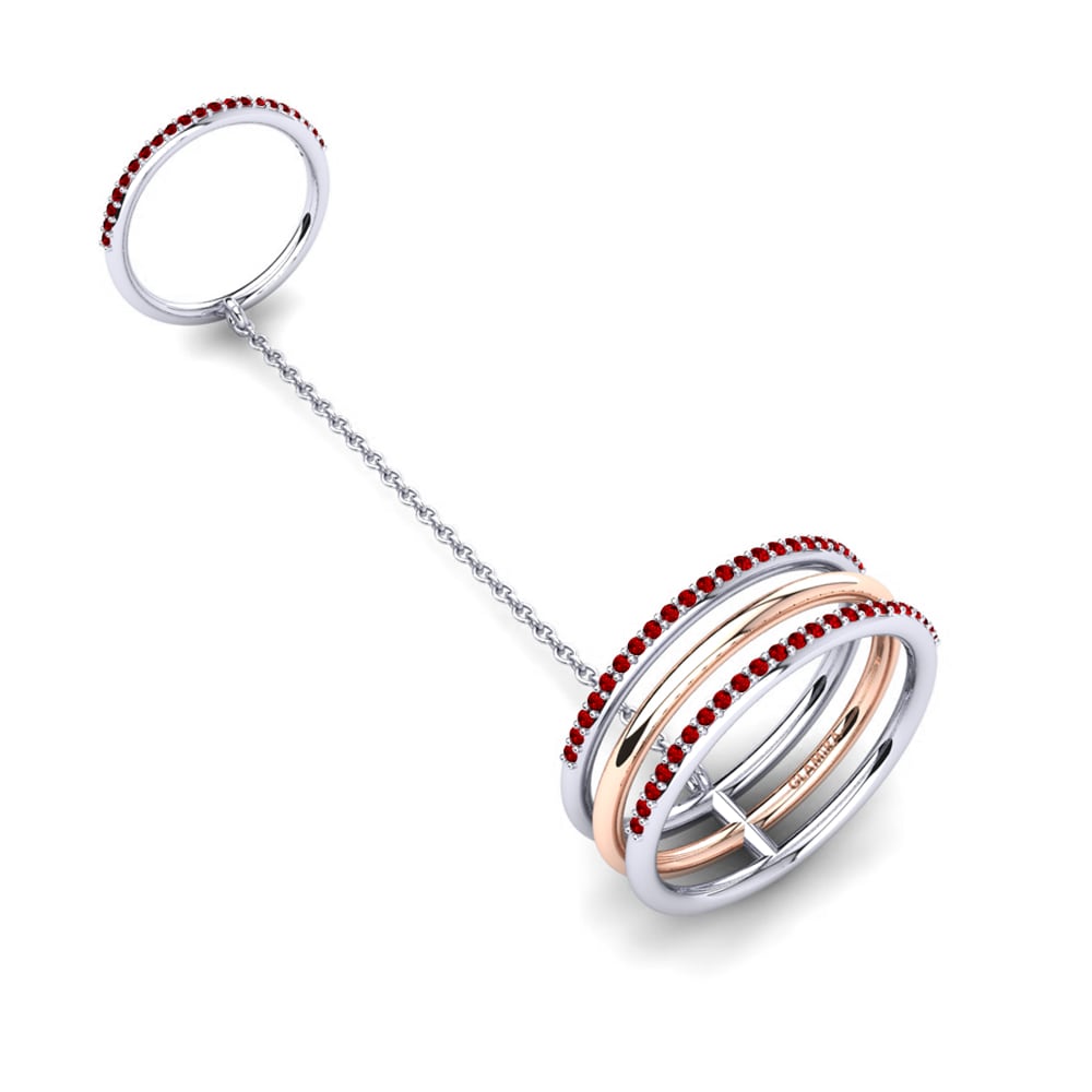 9k Oro Blanco & Rosa Rubí Anillo Agethie