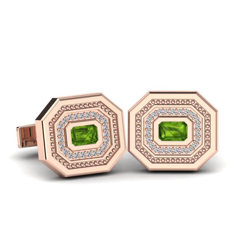 14ct Rose Gold Peridot Cufflink Ahmiel