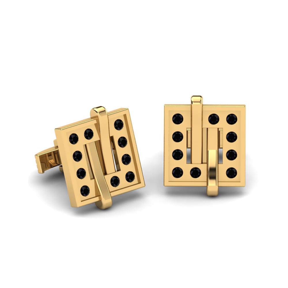 585 Gult Guld Sort Diamant Manchetknap Akerion