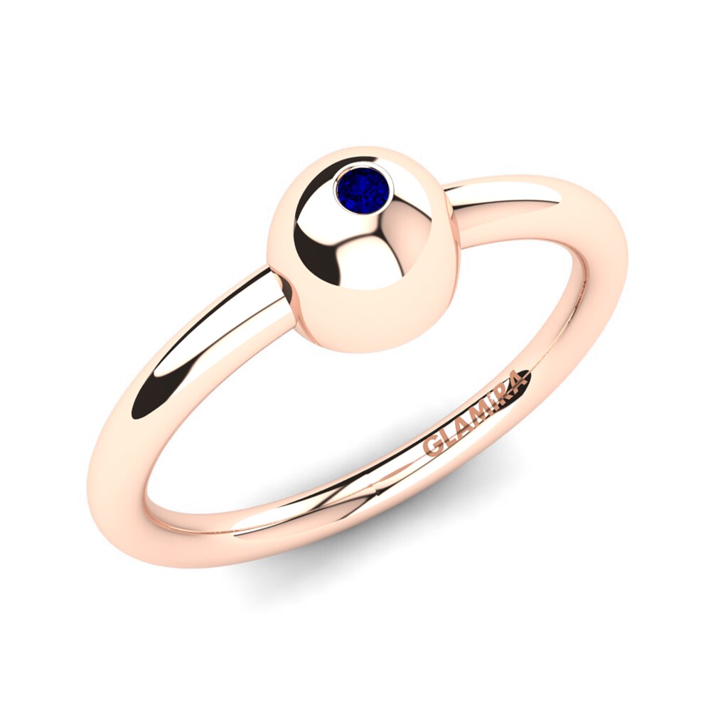14k Oro Rosa Circonita Azul Oscuro Anillo Alannis