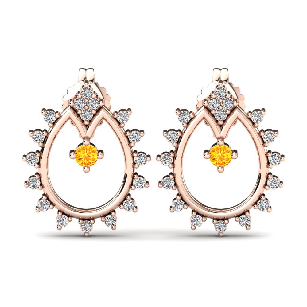18ct Rose Gold Round Citrine Women's Earring Aldrich