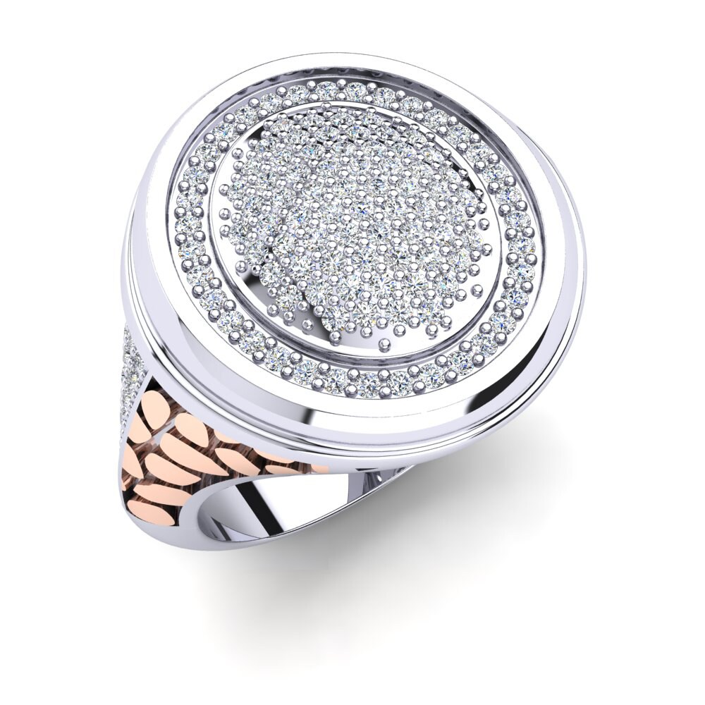 9k Oro Blanco & Rosa Diamante Anillo de Hombre Algerd