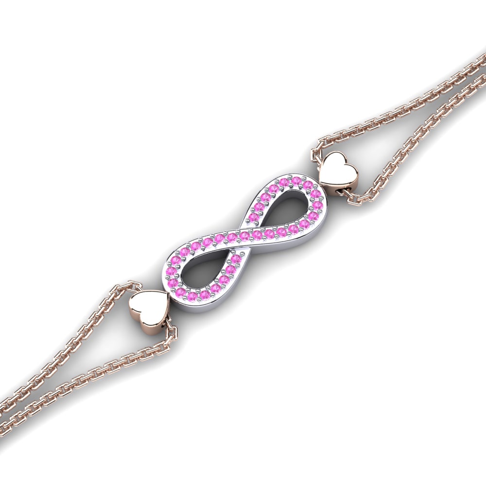 9ct Rose & White Gold Pink Tourmaline Women's Bracelet Almeria