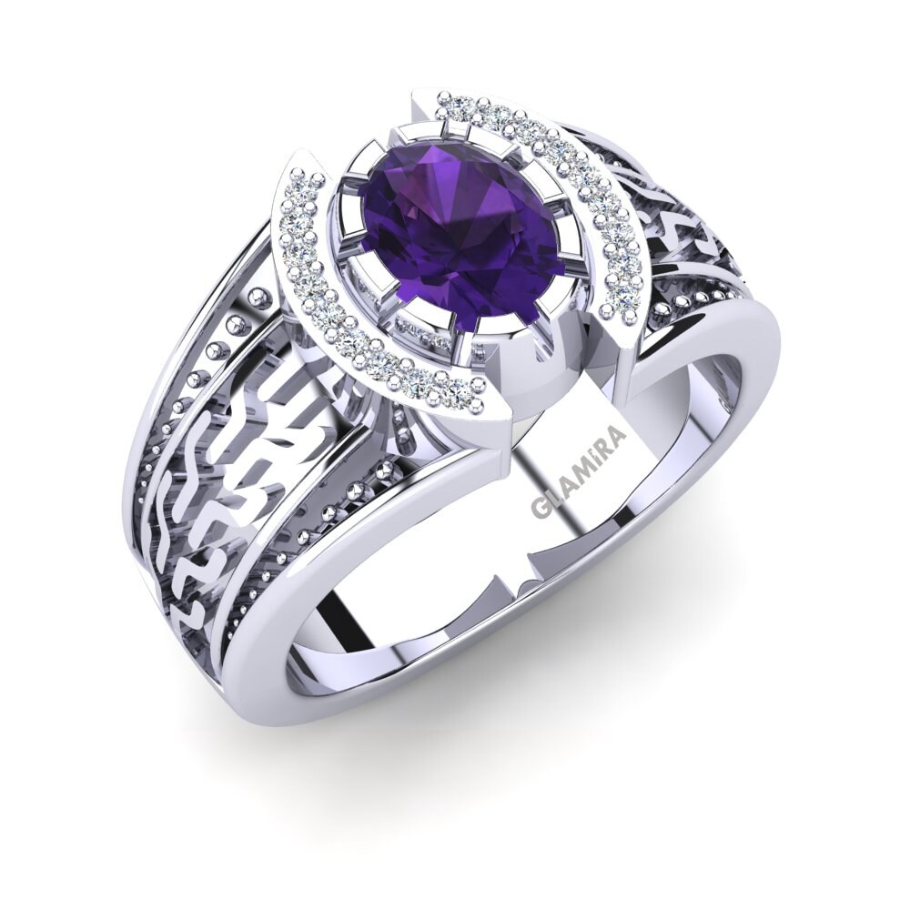 950 Palladium Amethyst Men's Ring Alonzito
