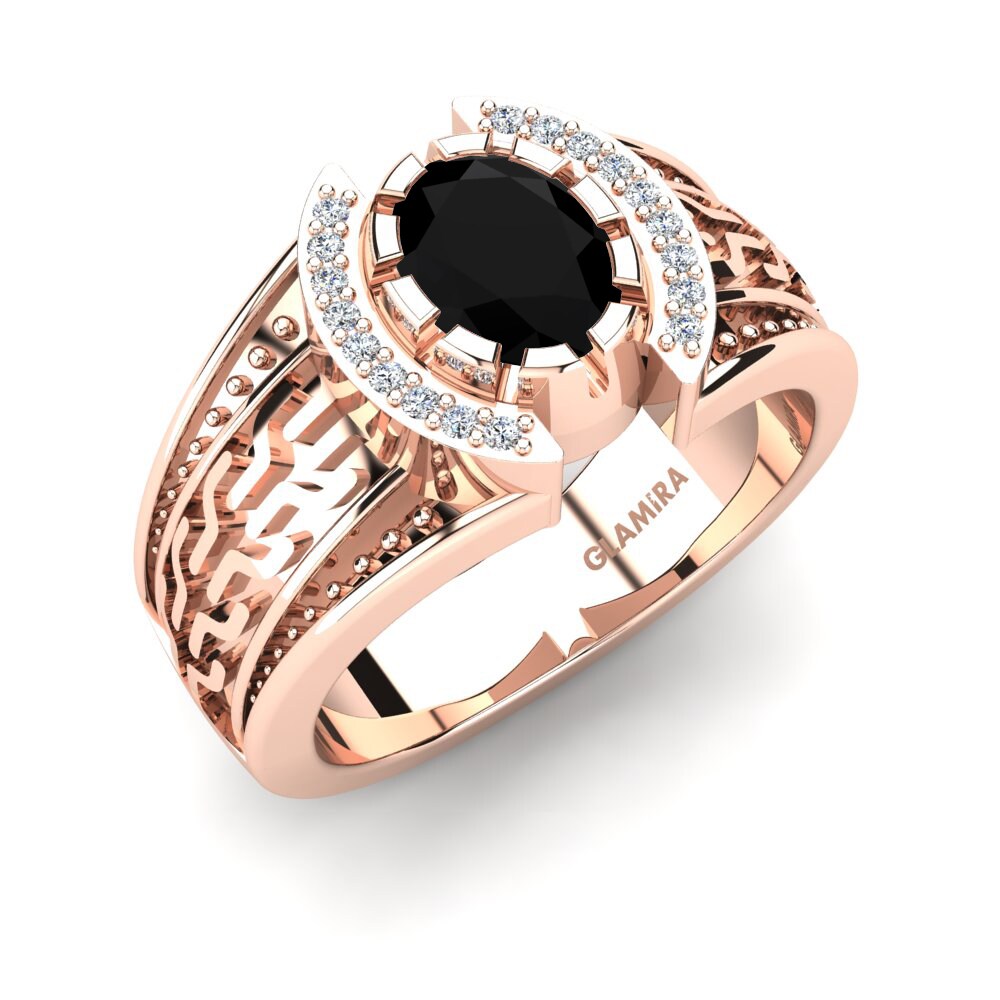 Oro Rosso 750 Zaffiro Nero Anello da uomo Alonzito