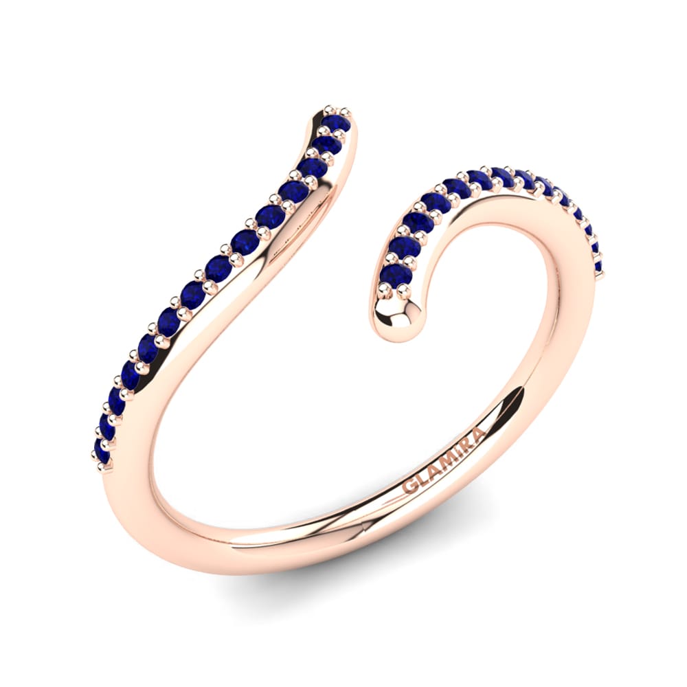 14k Oro Rosa Circonita Azul Oscuro Anillo Amarens