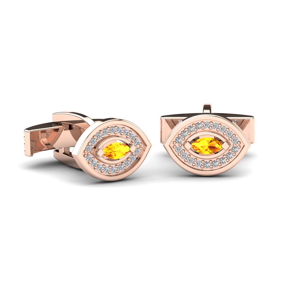 14ct Rose Gold Citrine Cufflink Amarus