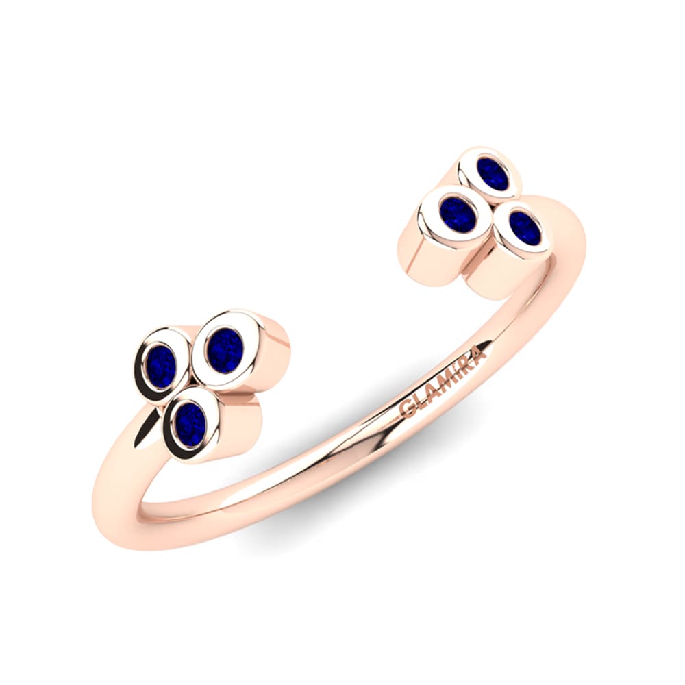 14k Oro Rosa Circonita Azul Oscuro Anillo Amice