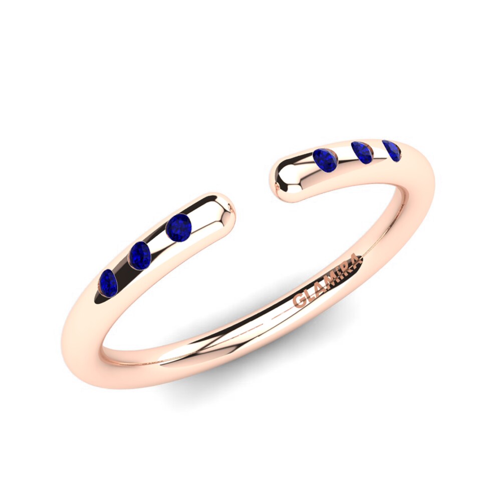 14k Oro Rosa Circonita Azul Oscuro Anillo Andrena
