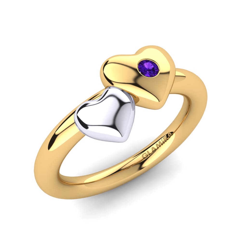 Or Jaune & Blanc 585 Améthyste Bague de Phalange Anthia
