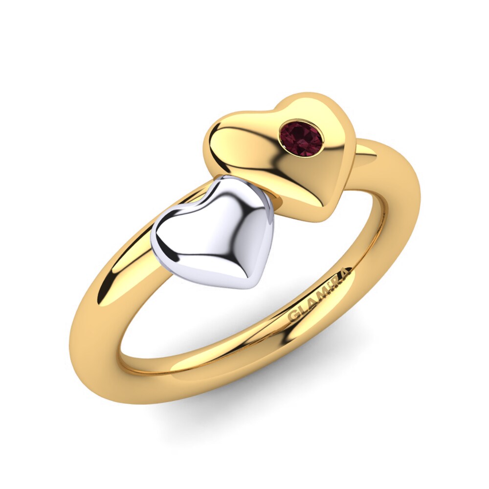 18k Oro Amarillo & Blanco Granate Anillo Anthia