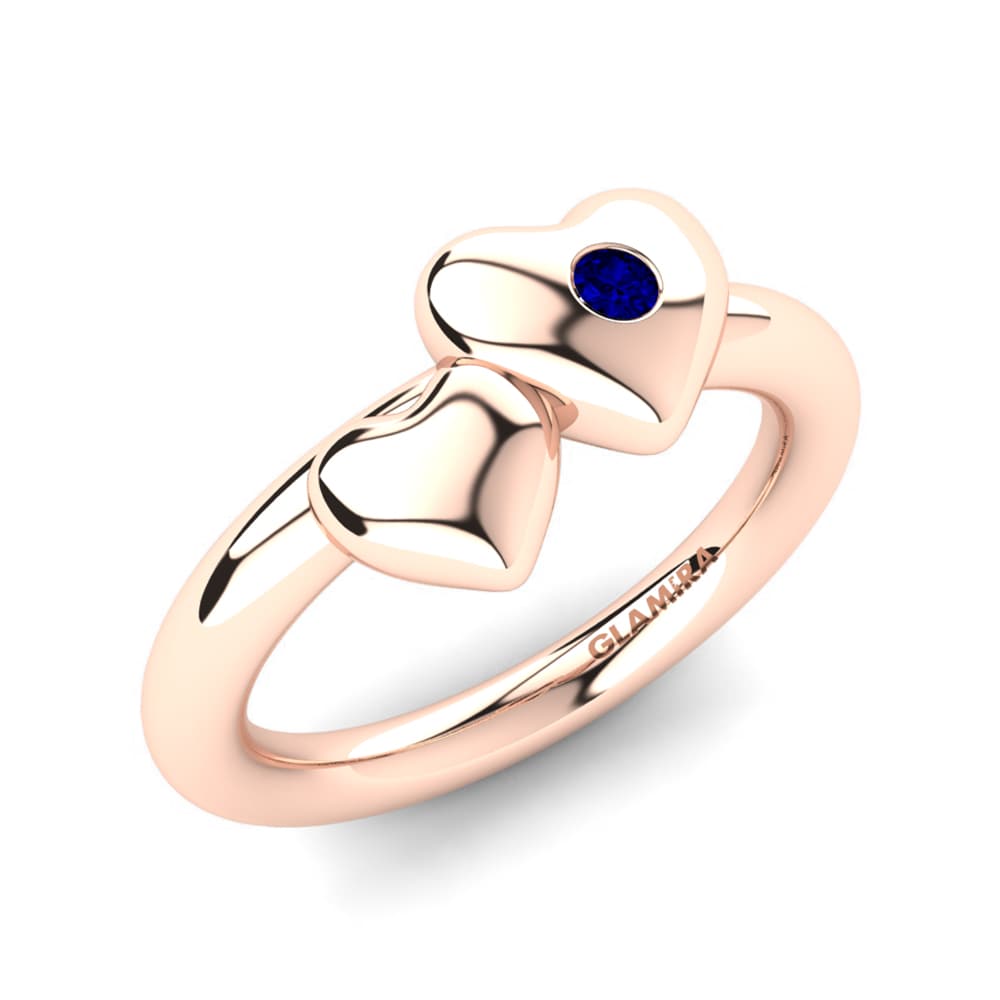 14k Oro Rosa Circonita Azul Oscuro Anillo Anthia