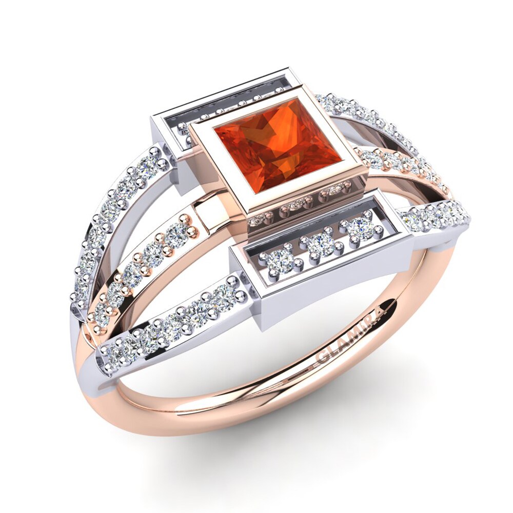 14ct Rose & White Gold Fire Opal Ring Afreen