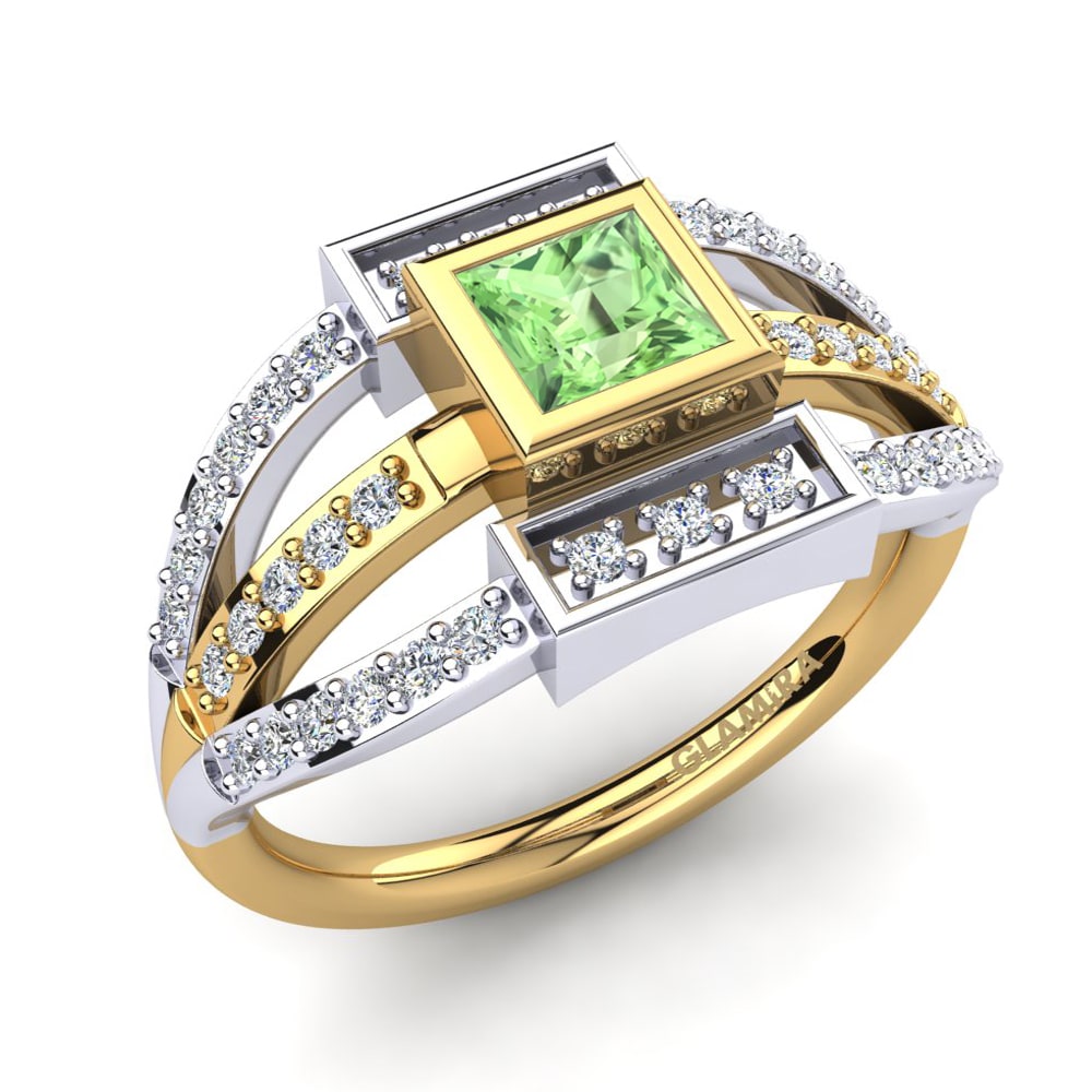 18ct Yellow & White Gold Green Amethyst Ring Afreen