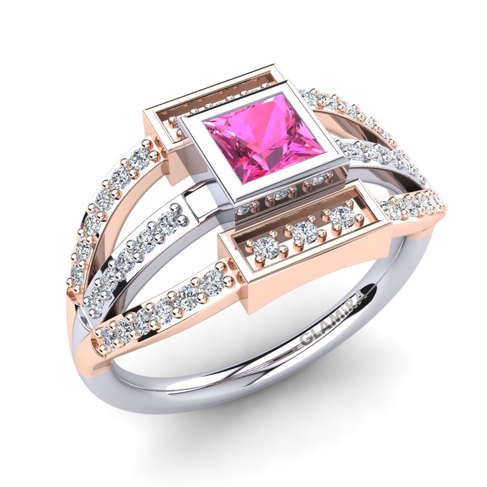 18ct White & Rose Gold Pink Tourmaline Ring Afreen