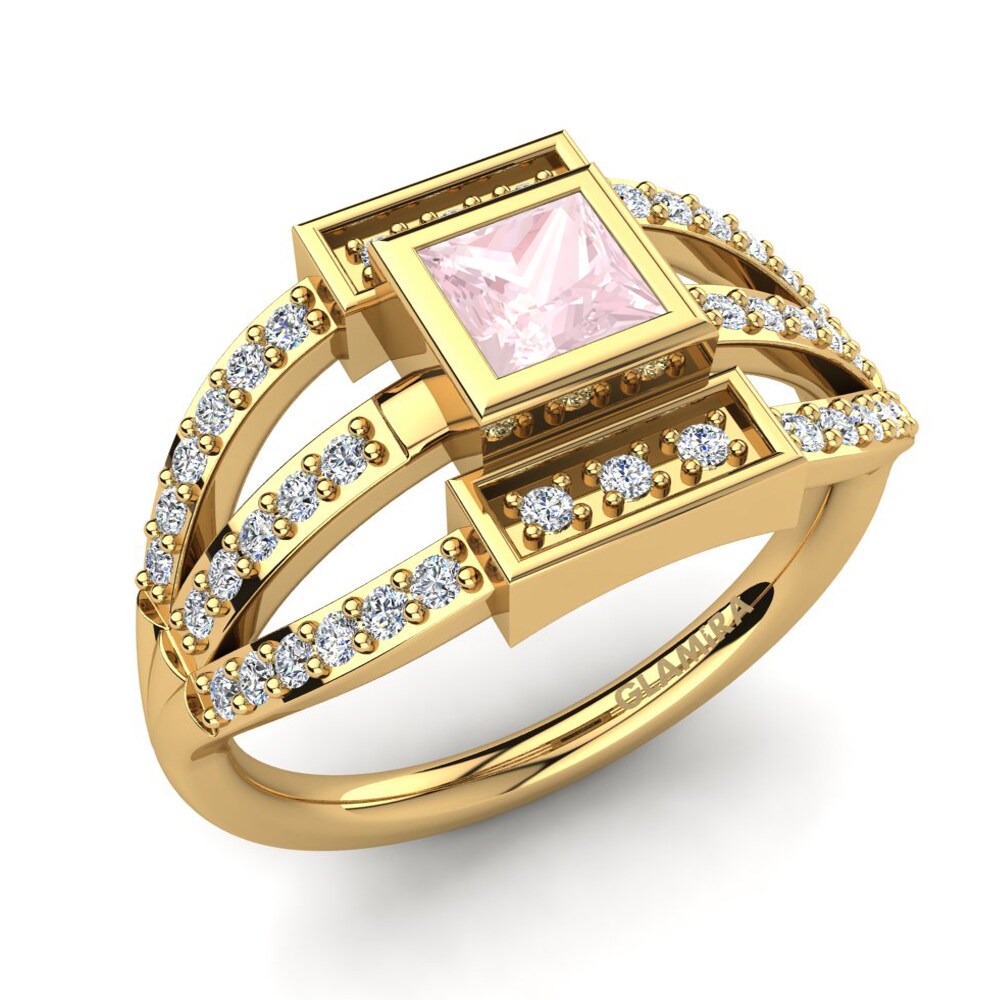 14ct Yellow Gold Rose Quartz Ring Afreen