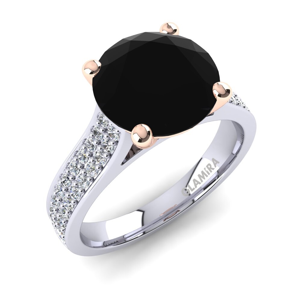 9ct White & Rose Gold Black Onyx Engagement Ring Arella 3.0 crt
