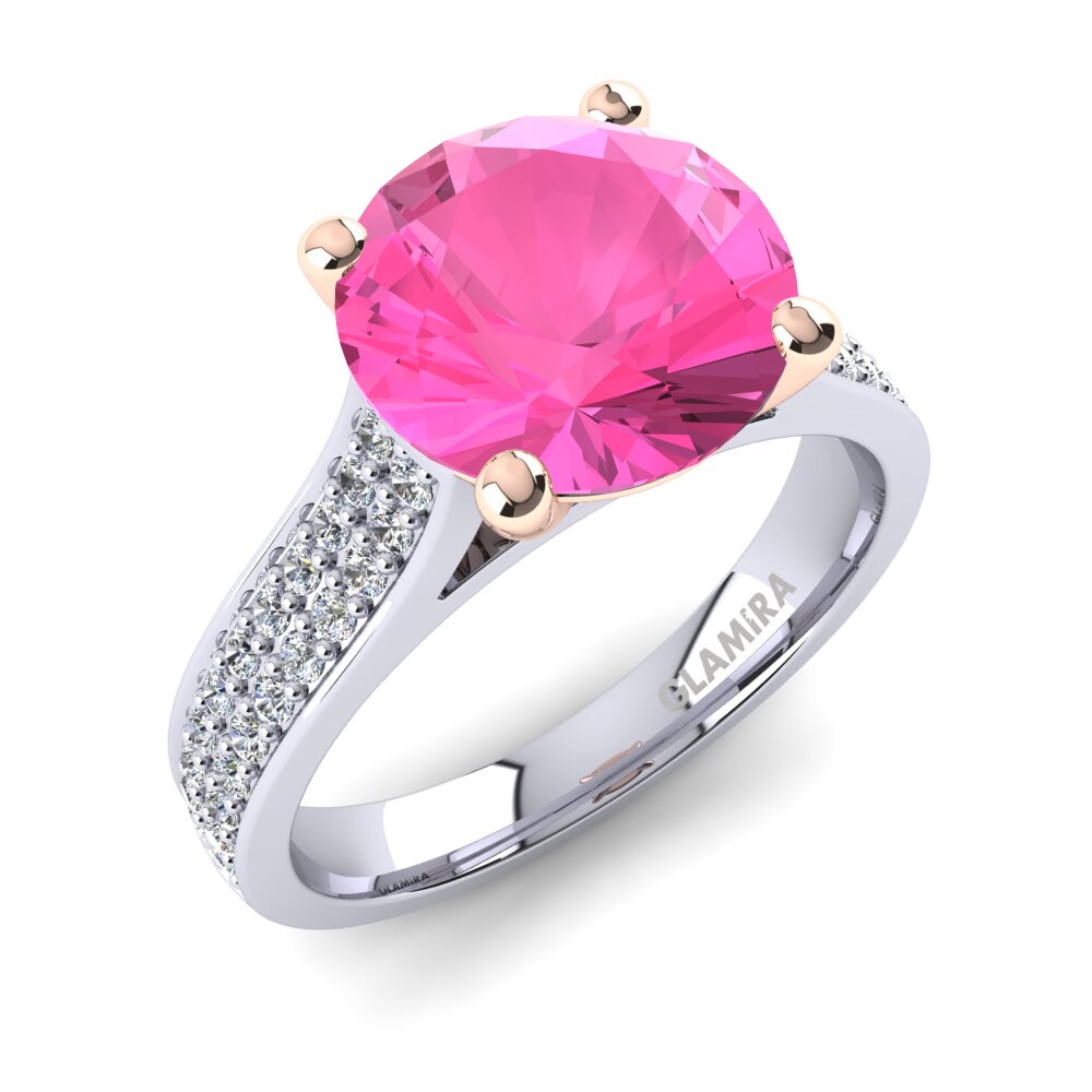 14ct White & Rose Gold Pink Tourmaline Engagement Ring Arella 3.0 crt