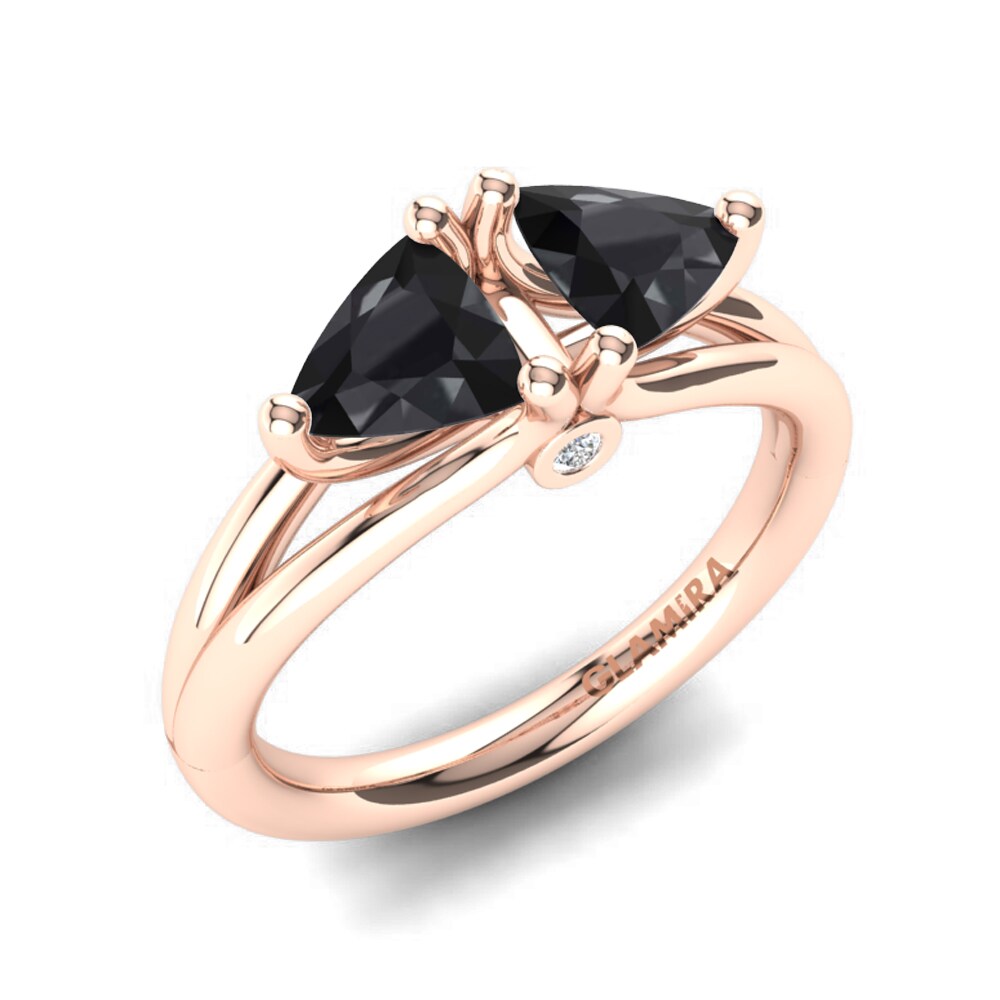 Oro Rosso 585 Diamante Nero Anello Arisu